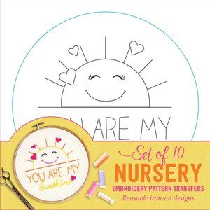 Nursery Embroidery Pattern Transfers Set of 10 Reusable Iron-On Designs